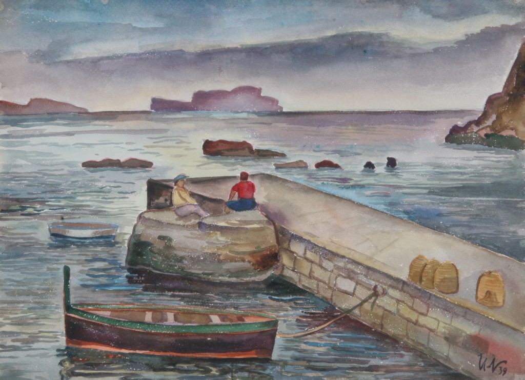 An der Mole von Sant' Angelo, 1935, Aquarell, 72 x 51 cm