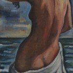 Rückenakt Charlotte, 1938, Öl auf Leinen, 24 x 47 cm