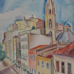 Mairie in Südfrankreich, 1929, Aquarell, 50 x 65 cm