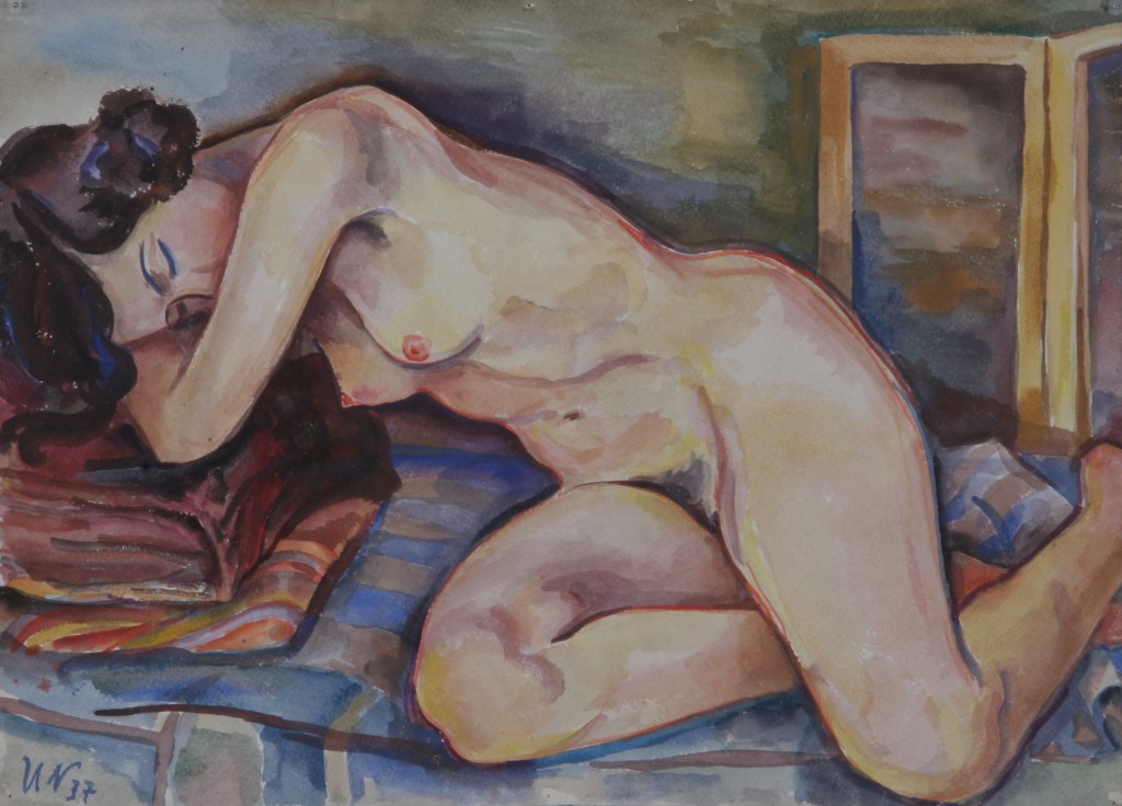 Ruhende Charlotte, 1937, Aquarell, 66 x 48 cm